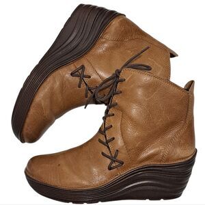 Bionica Corset Lace-Up Chunky Platform Wedge Indie Sleaze Ankle Boots Sz 8 Brown